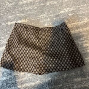 Fashion Nova Checkered Mini Skirt - Black and Brown
